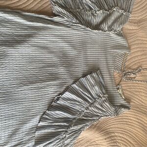 Striped Ruffle Sleeve Blouse